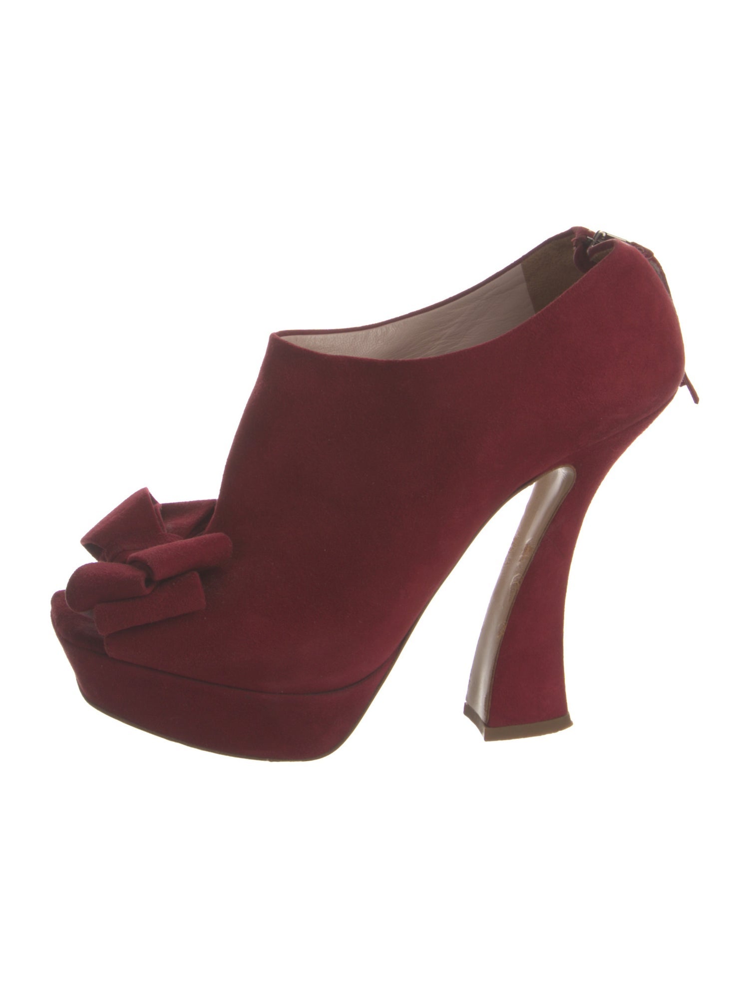 Miu Miu Suede Bow Accents Mules